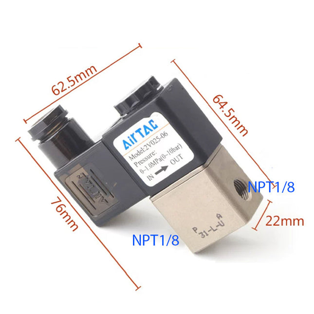 Airtac 2V025-06: 2 Way Solenoid Valve - 2V02506CT