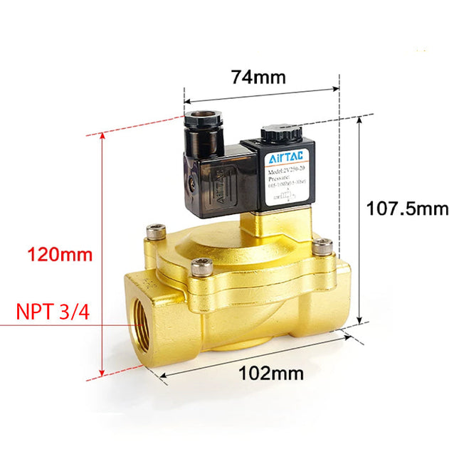Airtac 2V250-20: 2 Way Solenoid Valve - 2V25020AT