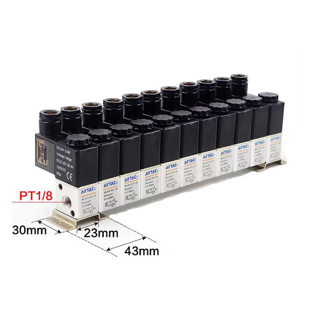 Airtac 3V1-06: Solenoid (3/2 way) +manifold - 3V106E11F