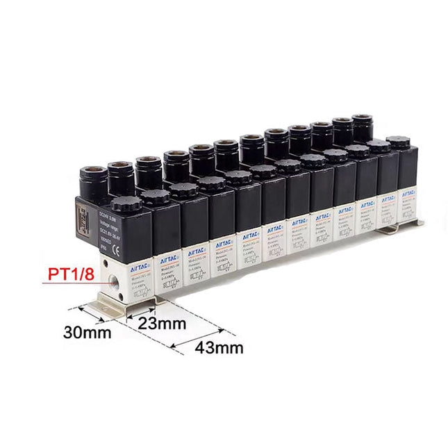 Airtac 3V1-06: Solenoid (3/2 way) +manifold - 3V106B12F