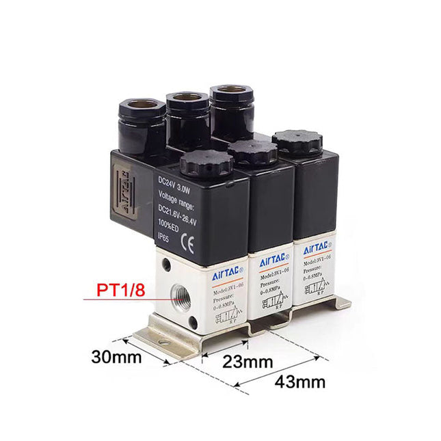 Airtac 3V1-06: Solenoid (3/2 way) +manifold - 3V106E3F