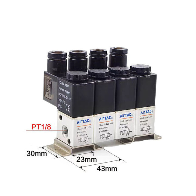 Airtac 3V1-06: Solenoid (3/2 way) +manifold - 3V106B4F