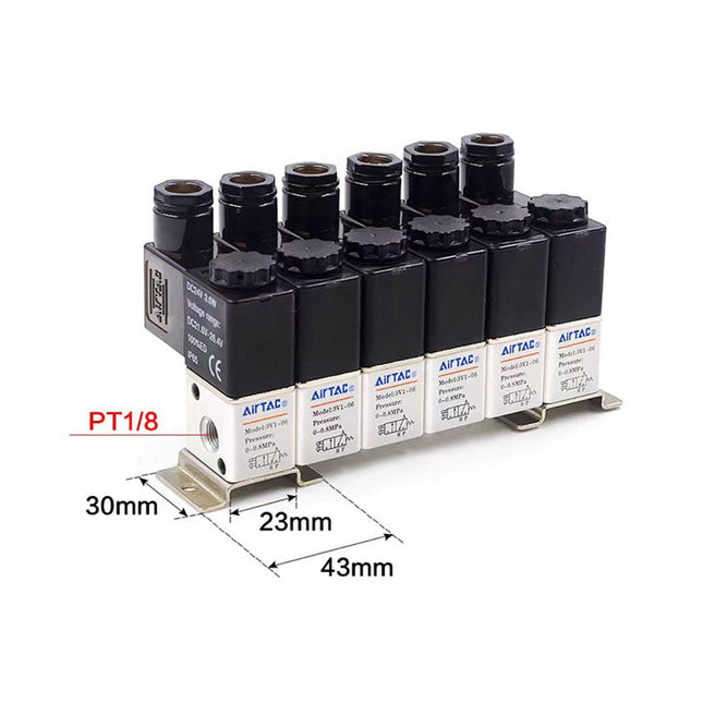Airtac 3V1-06: Solenoid (3/2 way) +manifold - 3V106B6F