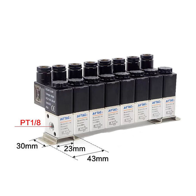 Airtac 3V1-06: Solenoid (3/2 way) +manifold - 3V106F8F