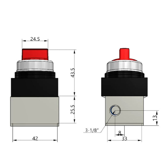 Airtac CM3HD-06: Manual Valve. 5 Way - CM3HD06RT