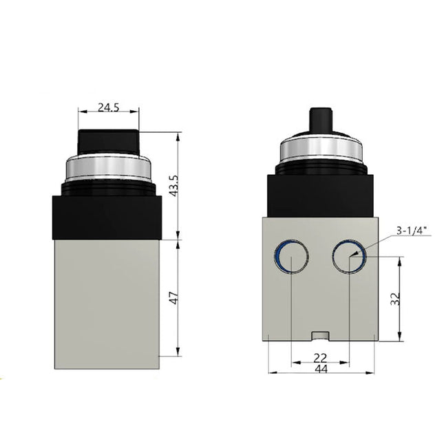 Airtac CM3HD-08: Manual Valve. 5 Way - CM3HD08B