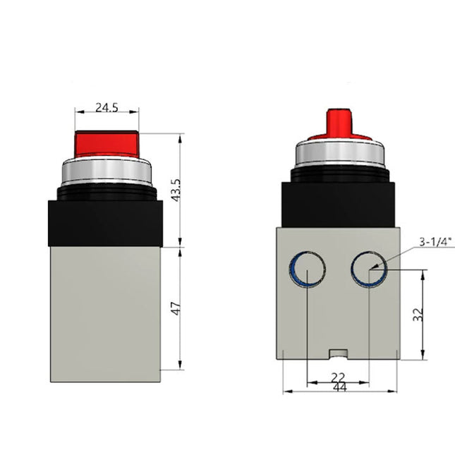 Airtac CM3HD-08: Manual Valve. 5 Way - CM3HD08R