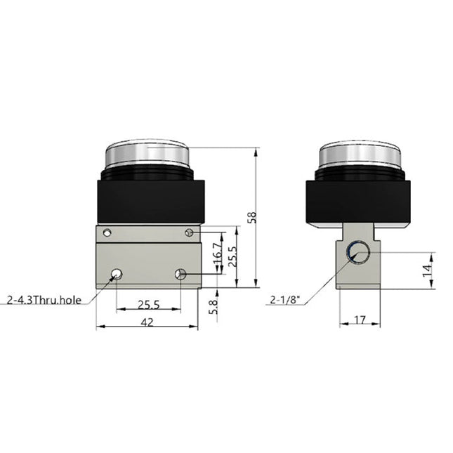 Airtac CM3PF-06: Manual Valve. 3 Way - CM3PF06BT