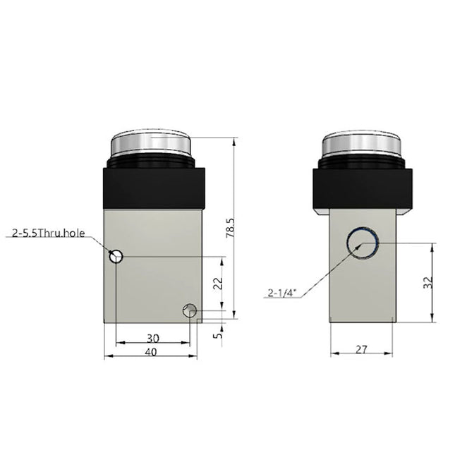 Airtac CM3PF-08: Manual Valve. 3 Way - CM3PF08YG