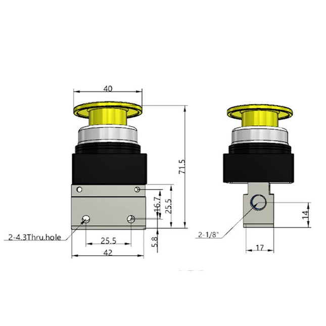 Airtac CM3PM-06: Manual Valve. 3 Way - CM3PM06Y