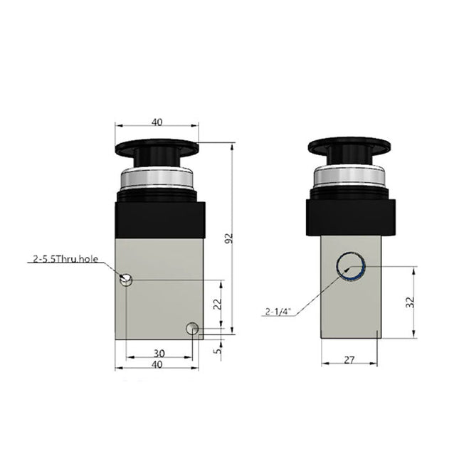 Airtac CM3PM-08: Manual Valve. 3 Way - CM3PM08BG