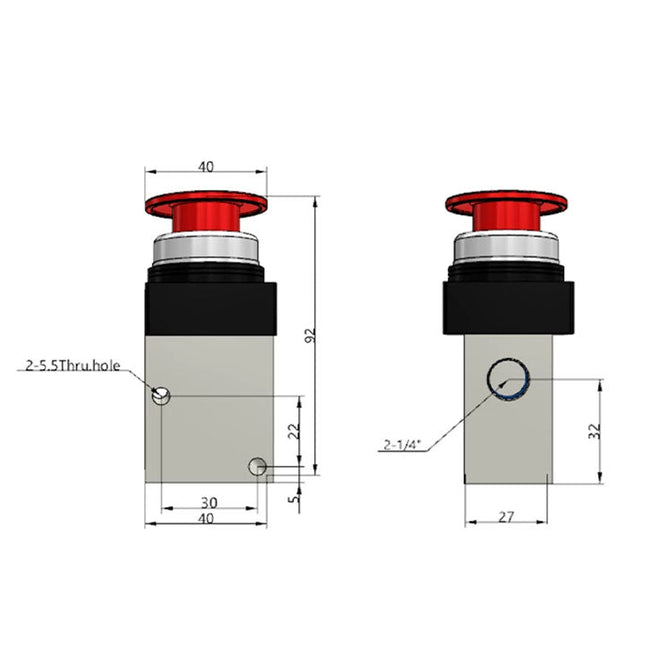 Airtac CM3PM-08: Manual Valve. 3 Way - CM3PM08R