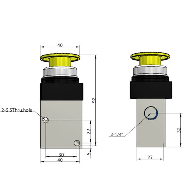 Airtac CM3PM-08: Manual Valve. 3 Way - CM3PM08Y