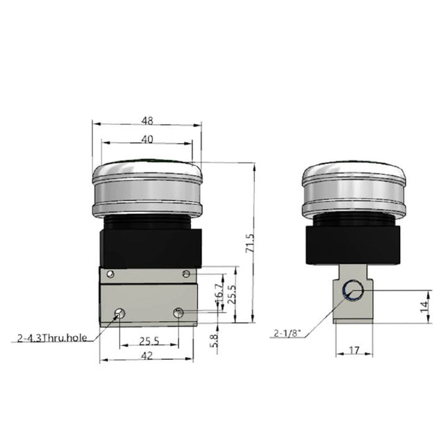 Airtac CM3PMS-06: Manual Valve. 3 Way - CM3PMS06G