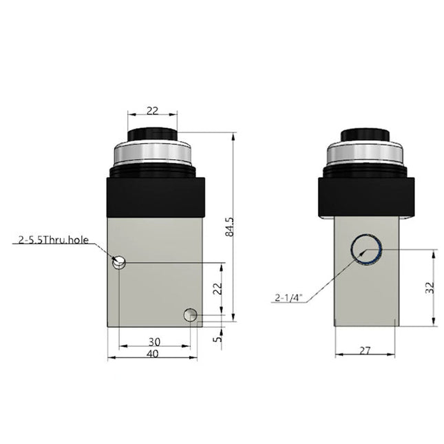 Airtac CM3PP-08: Manual Valve. 3 Way - CM3PP08BG