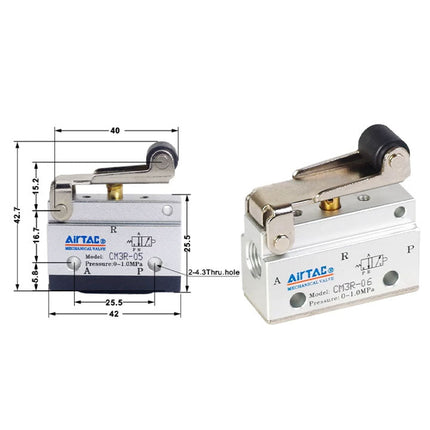 Airtac CM3R-05: Manual Valve. 3 Way - CM3R05