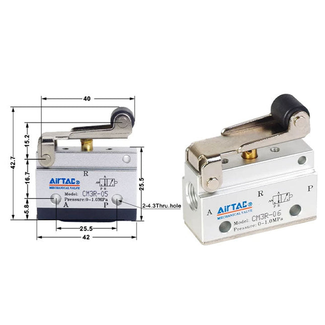 Airtac CM3R-05: Manual Valve. 3 Way - CM3R05