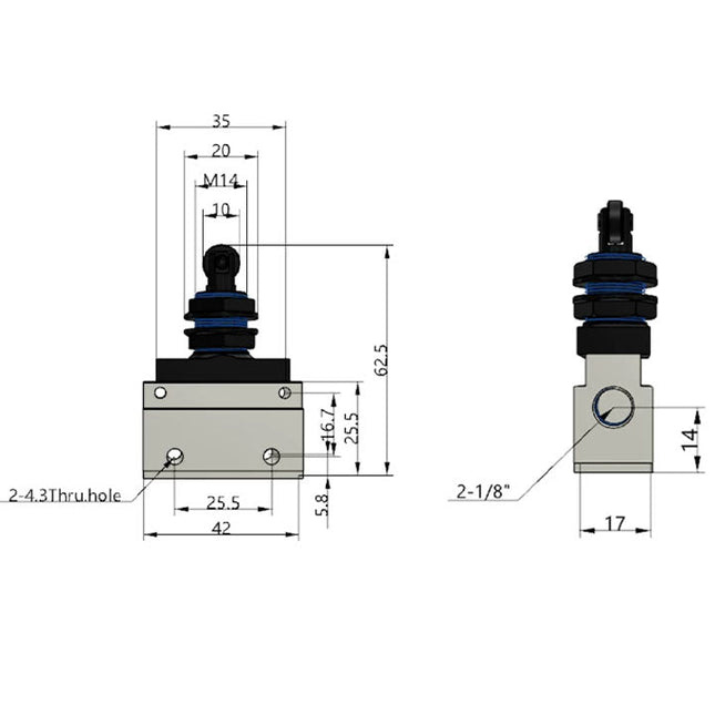 Airtac CM3V-06: Manual Valve. 3 Way - CM3V06
