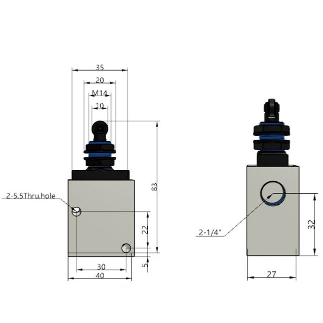 Airtac CM3V-08: Manual Valve. 3 Way - CM3V08