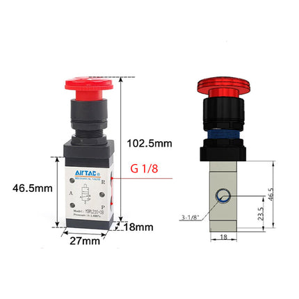 Airtac M3PL110-06: Manual Valve. 3 Way - M3PL11006G