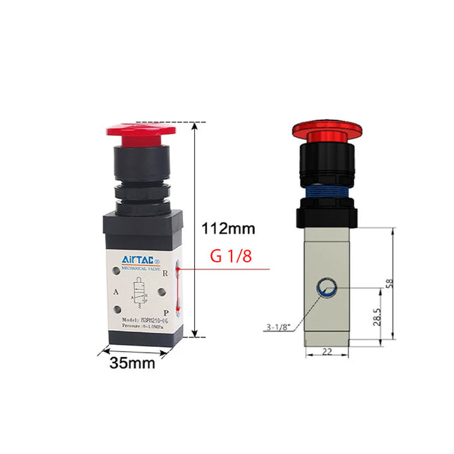 Airtac M3PM110-06: Manual Valve. 3 Way - M3PM21006RG
