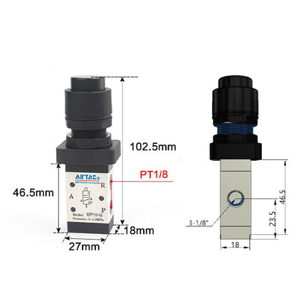 Airtac M3PP110-06: Manual Valve. 3 Way - M3PP11006B