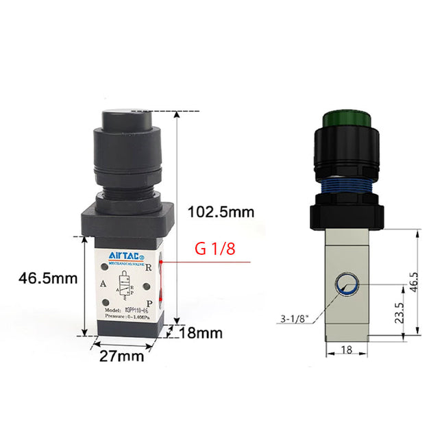 Airtac M3PP110-06: Manual Valve. 3 Way - M3PP11006GG