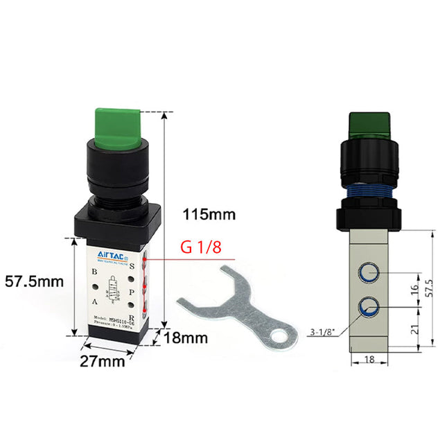 Airtac M5HS110-06: Manual Valve. 5 Way - M5HS11006GG