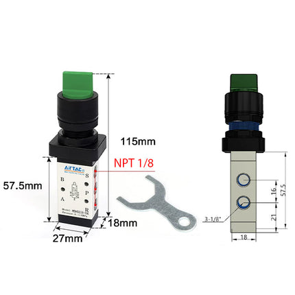 Airtac M5HS110-06: Manual Valve. 5 Way - M5HS11006GT
