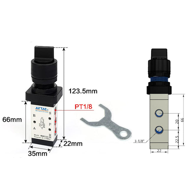 Airtac M5HS210-06: Manual Valve. 5 Way - M5HS21006B