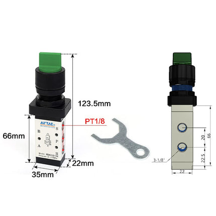 Airtac M5HS210-06: Manual Valve. 5 Way - M5HS21006G