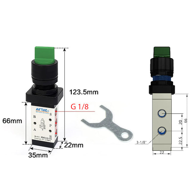 Airtac M5HS210-06: Manual Valve. 5 Way - M5HS21006GG