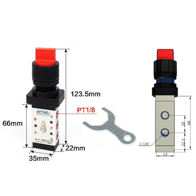 Airtac M5HS210-06: Manual Valve. 5 Way - M5HS21006R