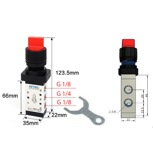 Airtac M5HS210-08: Manual Valve. 5 Way - M5HS21008RG
