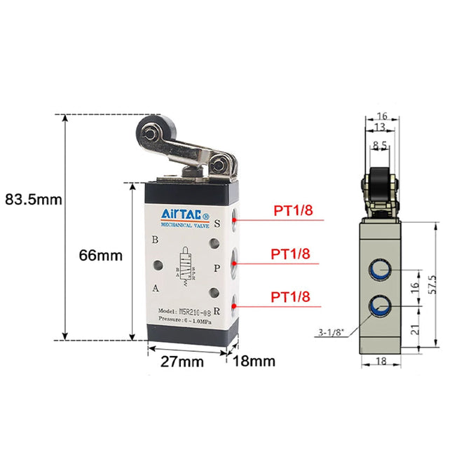 Airtac M5R110-06: Manual Valve. 5 Way - M5R11006