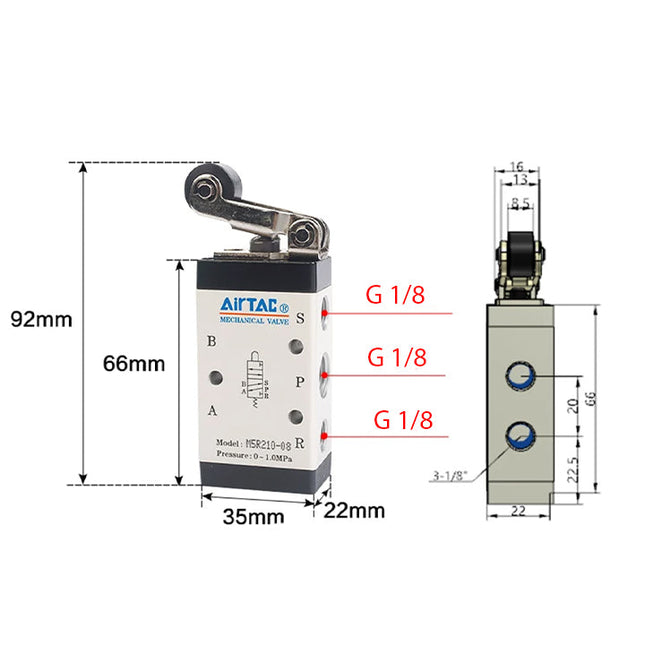 Airtac M5R210-06: Manual Valve. 5 Way - M5R21006G
