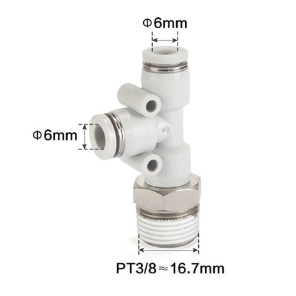 Airtac PED: Push Lock Fitting. Male Run Tee - PED603