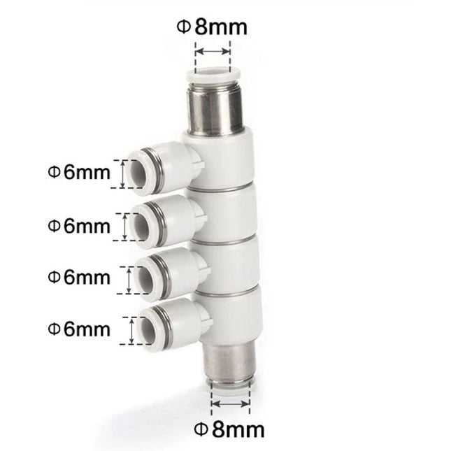 Airtac PHD: Push Lock Fitting. Universal Reducer Four Branch Union - PHD8-6