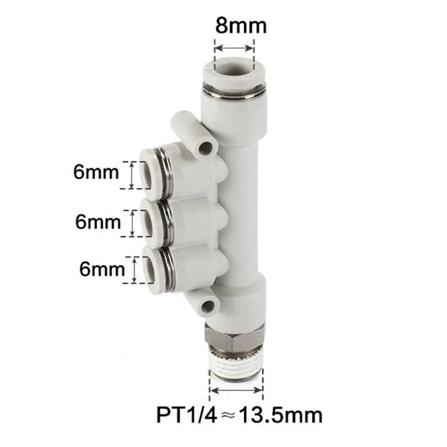 Airtac PKD: Push Lock Fitting. Male Reducer Triple Branch - PKD8-602D