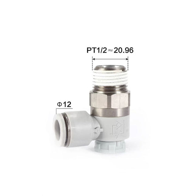 Airtac: Stainless Steel Push-Lock Type Flow Control Valve - PTL1204BD-S