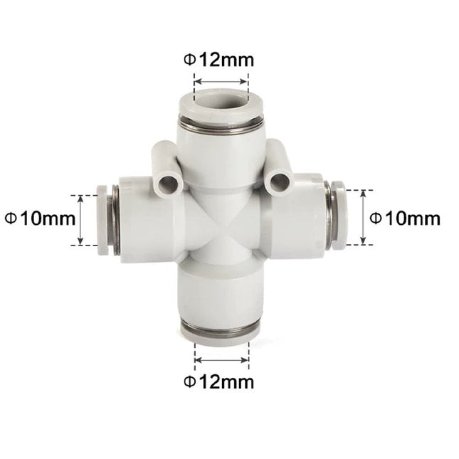 Airtac PZG: Push Lock Fitting. Different Diameter Cross - PZG12-10