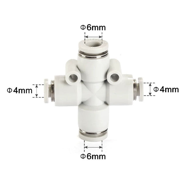 Airtac PZG: Push Lock Fitting. Different Diameter Cross - PZG6-4D