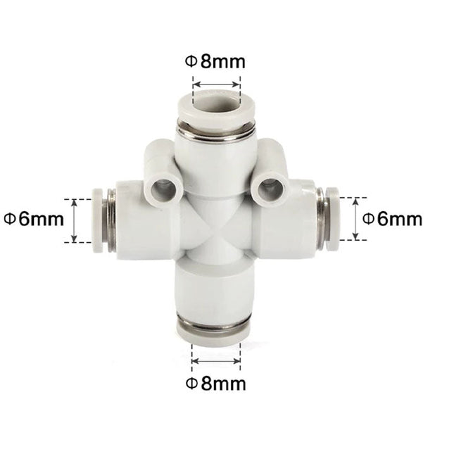 Airtac PZG: Push Lock Fitting. Different Diameter Cross - PZG8-6
